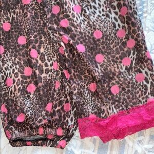 Leopard Print Women's Sleep Pants with Pink Accents